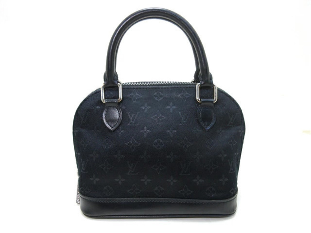 LOUIS VUITTON Handbag Alma Monogram Satin Noir Black
